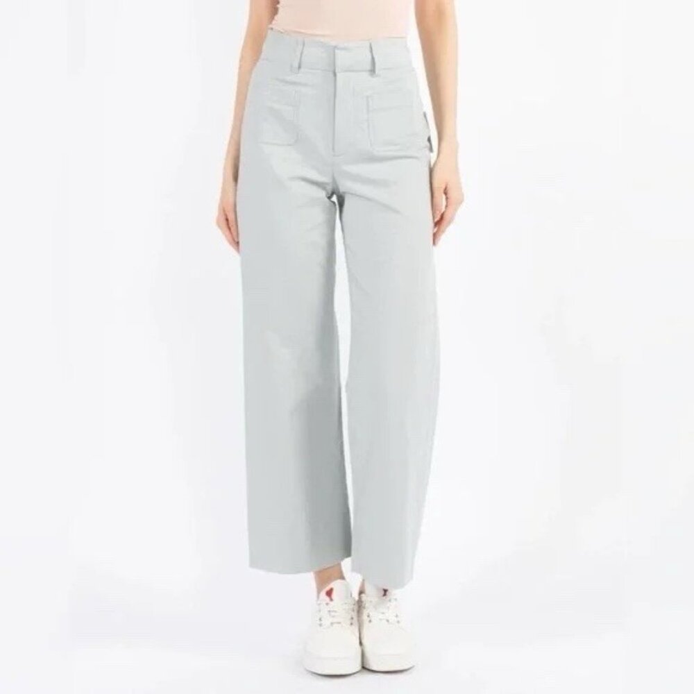The Script Chiara Pant 6 Wide Leg Cropped Linen Blend Patch Pockets High Waist
